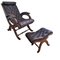 Mid-Century Chesterfield Leather Lounge Chair and Ottoman from Valenti Barcelona, Spain, Set of 2 1