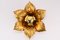 Applique da parete floreale dorata di Masca, Italia, anni '80, Immagine 1