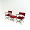 Mid-Century Savonarola Chairs and Stool in Cherry Red Velvet, 1960s, Set of 3, Image 1