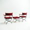 Mid-Century Savonarola Chairs and Stool in Cherry Red Velvet, 1960s, Set of 3, Image 4