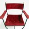 Mid-Century Savonarola Chairs and Stool in Cherry Red Velvet, 1960s, Set of 3 6