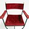 Mid-Century Savonarola Chairs and Stool in Cherry Red Velvet, 1960s, Set of 3, Image 6