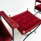 Mid-Century Savonarola Chairs and Stool in Cherry Red Velvet, 1960s, Set of 3, Image 8