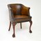 Antique Mahogany & Leather Armchair, 1890s, Image 1