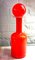 Large Red Glass Bottle Vase with Ball by Otto Brauer for Holmegaard, 1960s 1