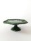 Vintage Cake Stand in Glazed Ceramic with Woven Green Trivet, 1940s 1