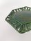 Vintage Cake Stand in Glazed Ceramic with Woven Green Trivet, 1940s 5