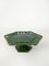 Vintage Cake Stand in Glazed Ceramic with Woven Green Trivet, 1940s 7