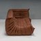 Brown Leather Togo Sofa Set by Michel Ducaroy for Ligne Roset, 1990s, Set of 4 5
