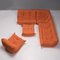 Orange Leather Togo Sofa Set by Michel Ducaroy for Ligne Roset, 1990s, Set of 5 2