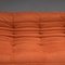 Orange Leather Togo Sofa Set by Michel Ducaroy for Ligne Roset, 1990s, Set of 5 5