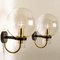 Clear Glass & Brass Wall Lamp attributed to Glashütte Limburg, 1975s 3