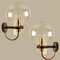 Clear Glass & Brass Wall Lamp attributed to Glashütte Limburg, 1975s, Image 2