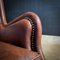 Vintage Leather Wingback Armchair with Nails 3