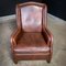 Vintage Leather Wingback Armchair with Nails 2