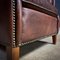 Vintage Leather Wingback Armchair with Nails 4