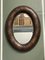 Oval Brown Studded Leather Cushion Wall Mirror, Image 1