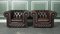 Set of Vintage Distressed Brown Leather Chesterfield Gentlemans Club Chairs 3