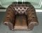 Vintage Distressed Brown Leather Chesterfield Gentlemans Club Chairs, Set of 2, Image 7
