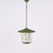 Mid-Century Italian Round Opaline Glass and Brass Green Lantern Chandelier, 1950s, Image 4