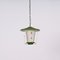 Mid-Century Italian Round Opaline Glass and Brass Green Lantern Chandelier, 1950s 10