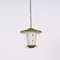 Mid-Century Italian Round Opaline Glass and Brass Green Lantern Chandelier, 1950s 7