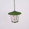 Mid-Century Italian Round Opaline Glass and Brass Green Lantern Chandelier, 1950s 18