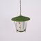 Mid-Century Italian Round Opaline Glass and Brass Green Lantern Chandelier, 1950s, Image 18