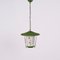 Mid-Century Italian Round Opaline Glass and Brass Green Lantern Chandelier, 1950s 20