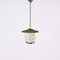 Mid-Century Italian Round Opaline Glass and Brass Green Lantern Chandelier, 1950s, Image 2