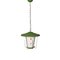 Mid-Century Italian Round Opaline Glass and Brass Green Lantern Chandelier, 1950s 17