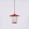 Mid-Century Italian Round Opaline Glass and Brass Red Lantern Chandelier, 1950s 8