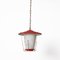 Mid-Century Italian Round Opaline Glass and Brass Red Lantern Chandelier, 1950s, Image 13