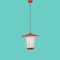Mid-Century Italian Round Opaline Glass and Brass Red Lantern Chandelier, 1950s, Image 6