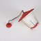 Mid-Century Italian Round Opaline Glass and Brass Red Lantern Chandelier, 1950s 14