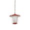 Mid-Century Italian Round Opaline Glass and Brass Red Lantern Chandelier, 1950s, Image 7