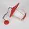 Runder italienischer Mid-Century Kronleuchter aus rotem Opalglas & Messing in Laternen-Optik, 1950er 18