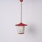 Mid-Century Italian Round Opaline Glass and Brass Red Lantern Chandelier, 1950s, Image 15