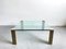 Hollywood Regency Glass and Brass Coffee Table in style of Peter Ghyczy, 1970s, Image 4