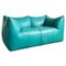 Le Bambole 2-Seater Sofa in Turquoise Leather by Mario Bellini for B&B Italia, 1979 1