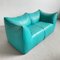 Le Bambole 2-Seater Sofa in Turquoise Leather by Mario Bellini for B&B Italia, 1979 7