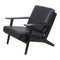 Silla GE-290 con cuero negro bisonte de Hans J. Wegner para Getama, Imagen 1