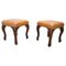 18th Century Walnut and Leather Stools, Set of 2 1