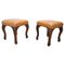 18th Century Walnut and Leather Stools, Set of 2, Image 1