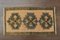 Vintage Turkish Beige Brown Wool Oushak Doormat Rug, Anatolia 1