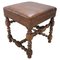 Antique Turned Walnut and Leather Stool, 18th Century 1