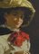 Egisto Lancerotto, Portrait de Jeune Fille avec Arc Rouge, 1900, Huile sur Toile sur Carton 4