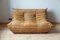 Camel Brown Leather Togo Lounge Chair, Corner and 2-Seat Sofa by Michel Ducaroy for Ligne Roset, Set of 3 12