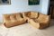 Camel Brown Leather Togo Lounge Chair, Corner and 2-Seat Sofa by Michel Ducaroy for Ligne Roset, Set of 3 1