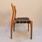 Sedie con sedute in pelle nera attribuite a Hans J. Wegner, set di 8, Immagine 7